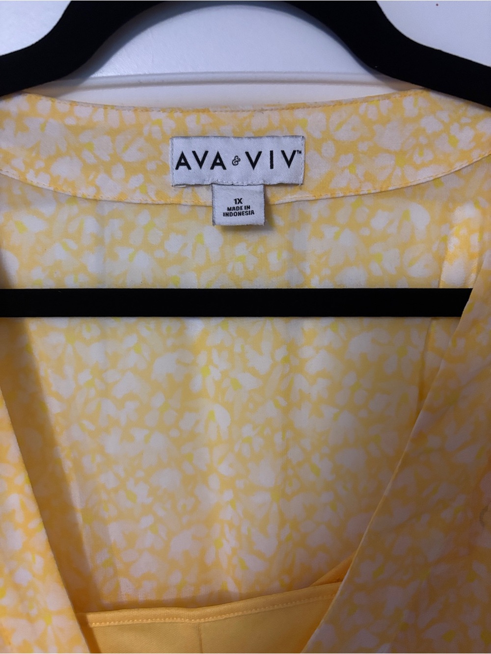 Ava & Viv Yellow Floral Tiered Maxi Dress, 1X - Picture 5 of 5